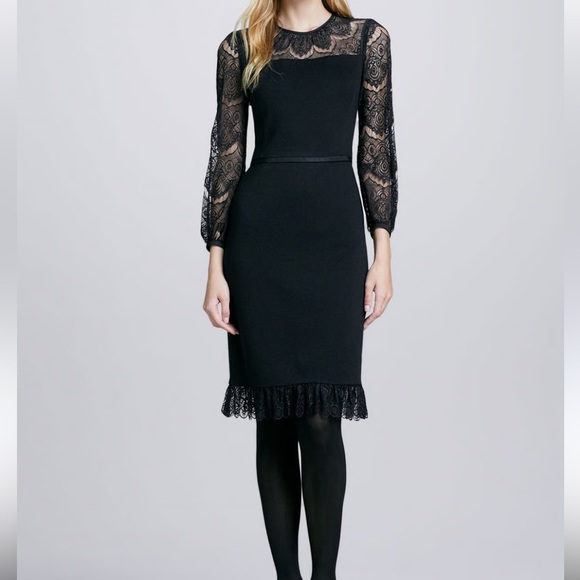 Tory Burch Tiana Black Lace sleeve Dress - Picture 6 of 12